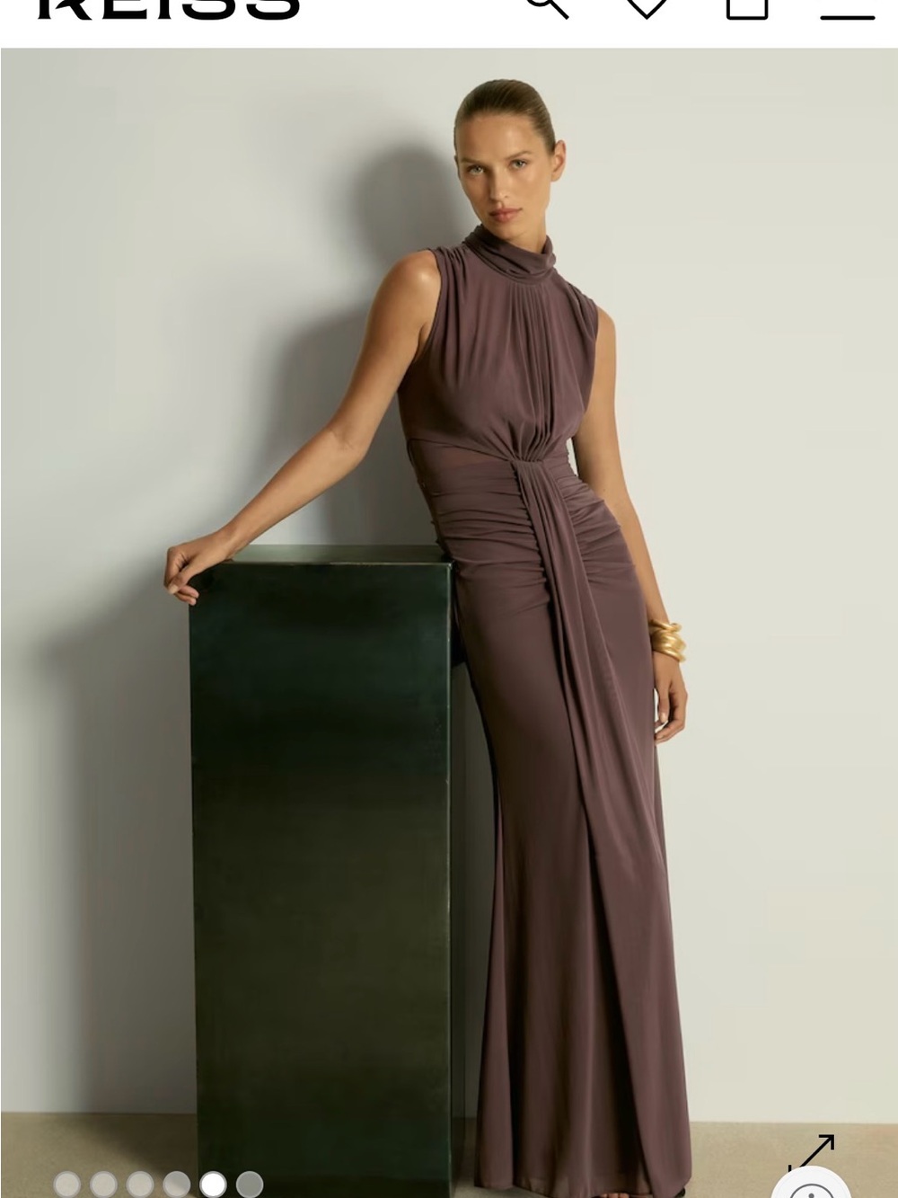 Reiss Mauve Sleeveless Draped Maxi Dress